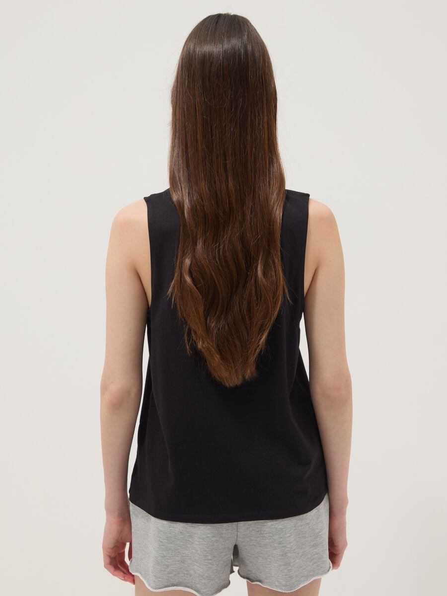 Schwarzes Tanktop aus reiner Baumwolle_3