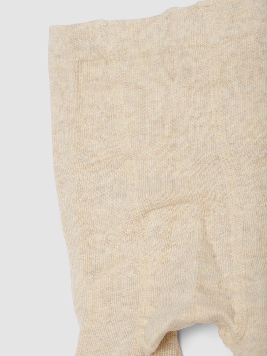 Beige organic stretch cotton tights_1