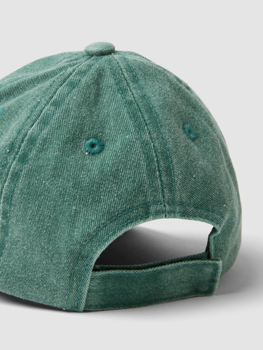 Green pure cotton kids&rsquo; baseball cap with slogan embroidery_1