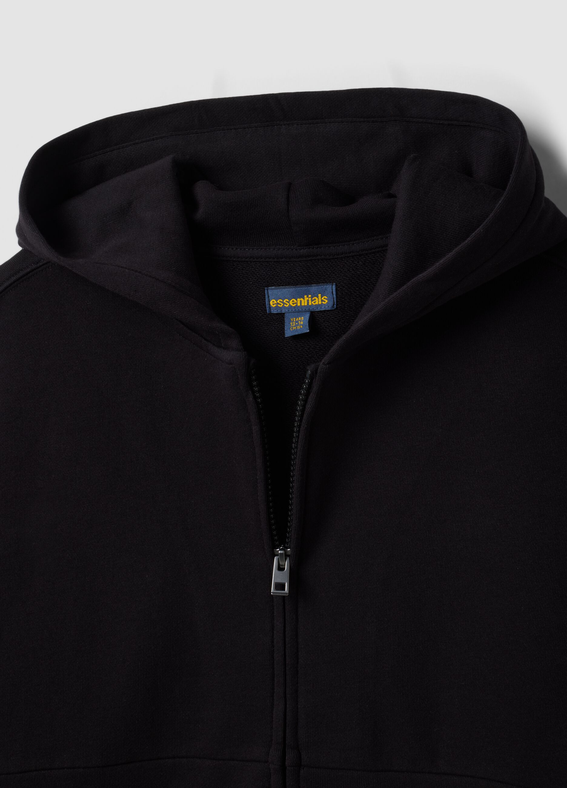 Schwarzer Hoodie aus Bio-Baumwolle mit Reissverschluss