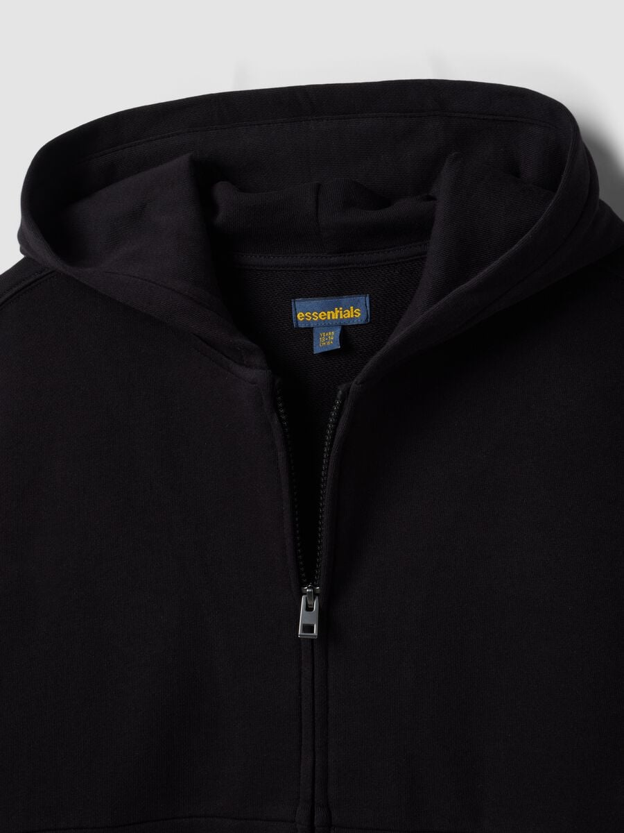 Schwarzer Hoodie aus Bio-Baumwolle mit Reissverschluss_2