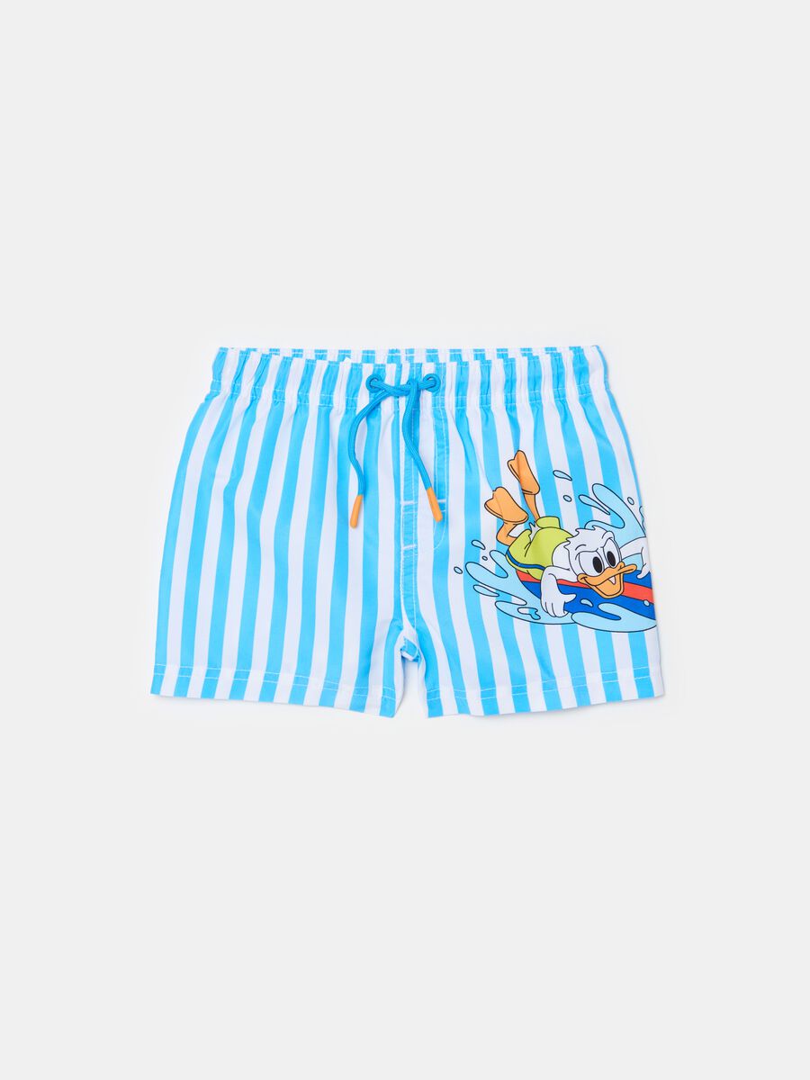 Striped swimming trunks with Donald Duck 90 print_0