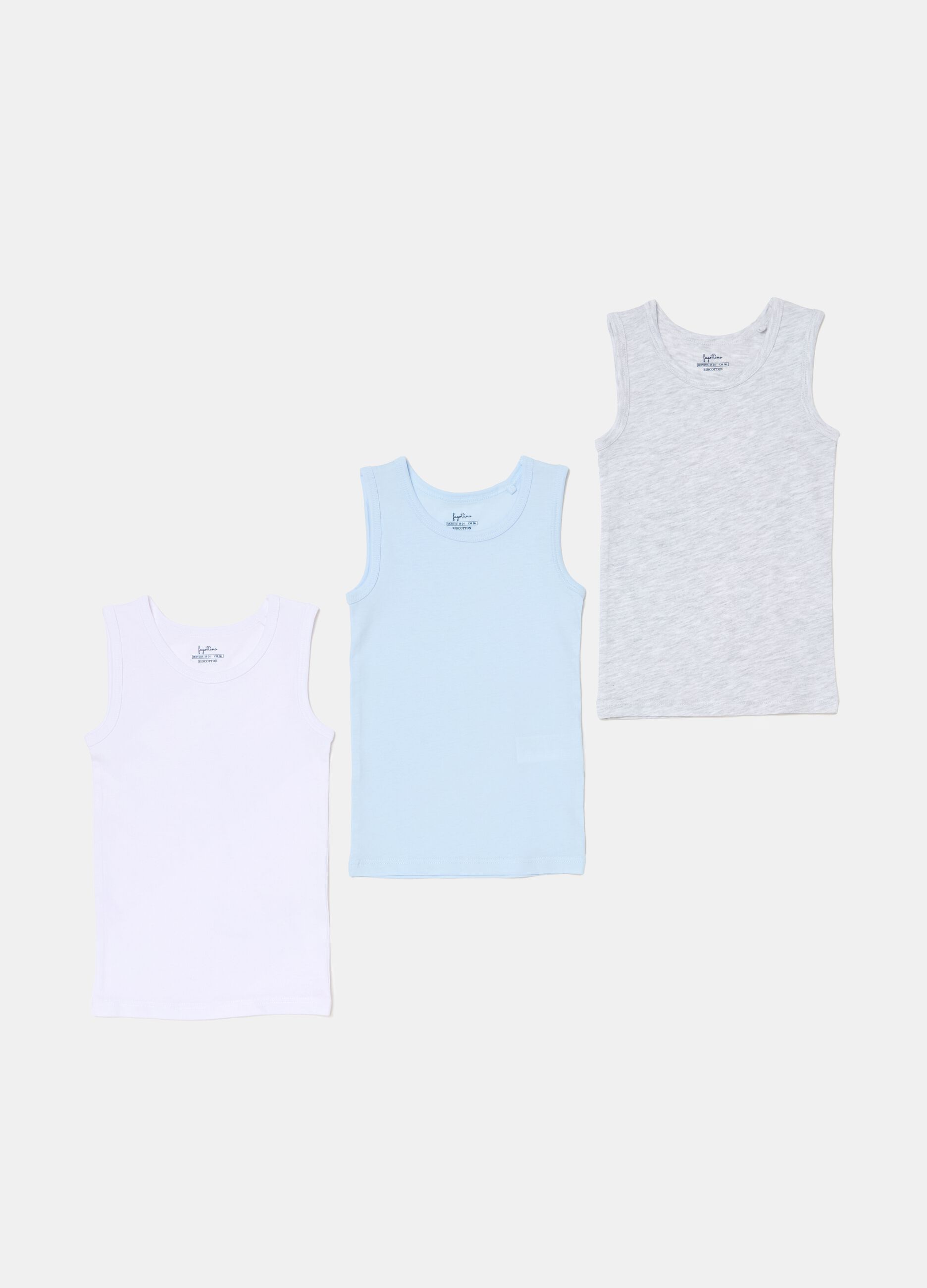 Three-pack racer back vests in organic cotton