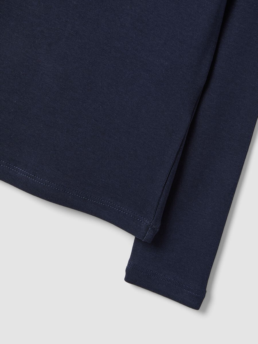 Blue stretch organic cotton printed T-shirt for girls_3