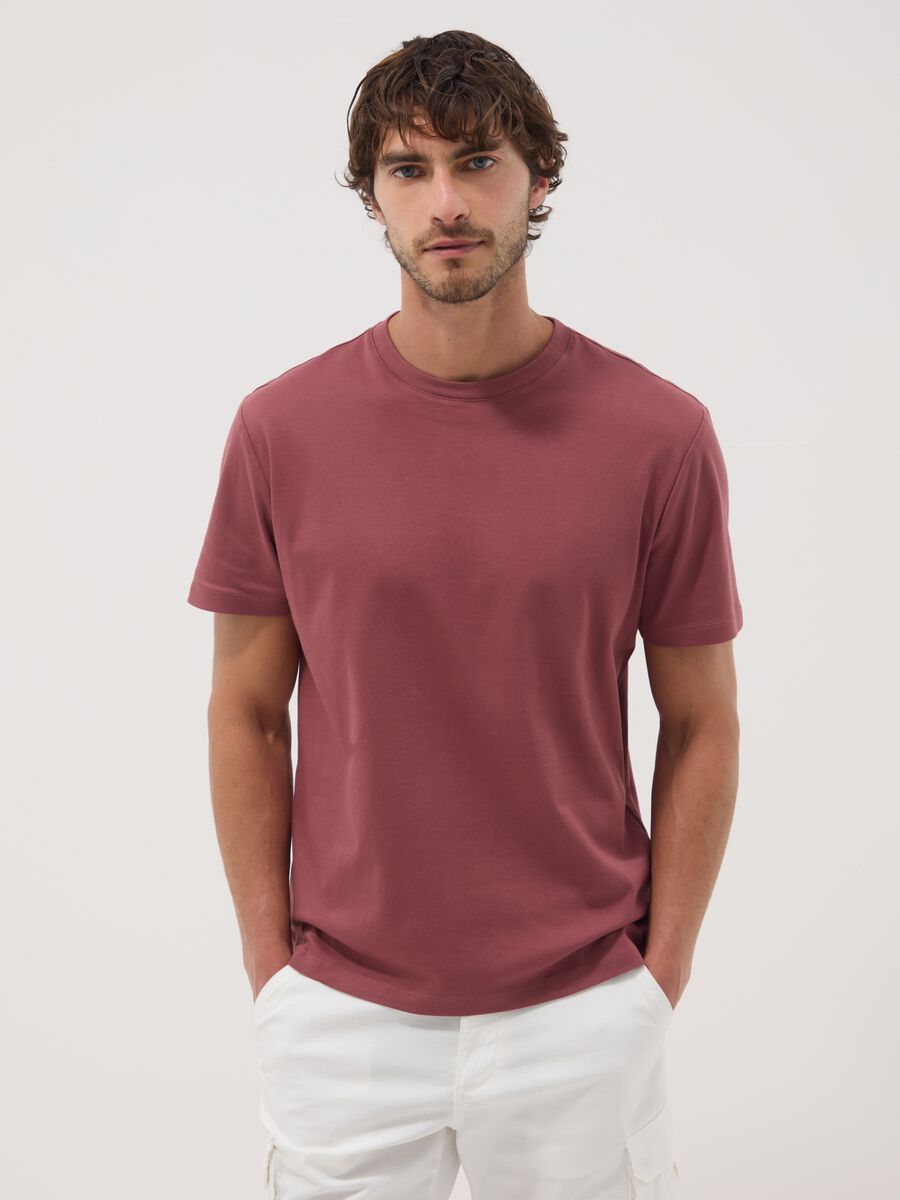 Rotes Slim-Fit-T-Shirt aus reiner merzerisierter Baumwolle_1
