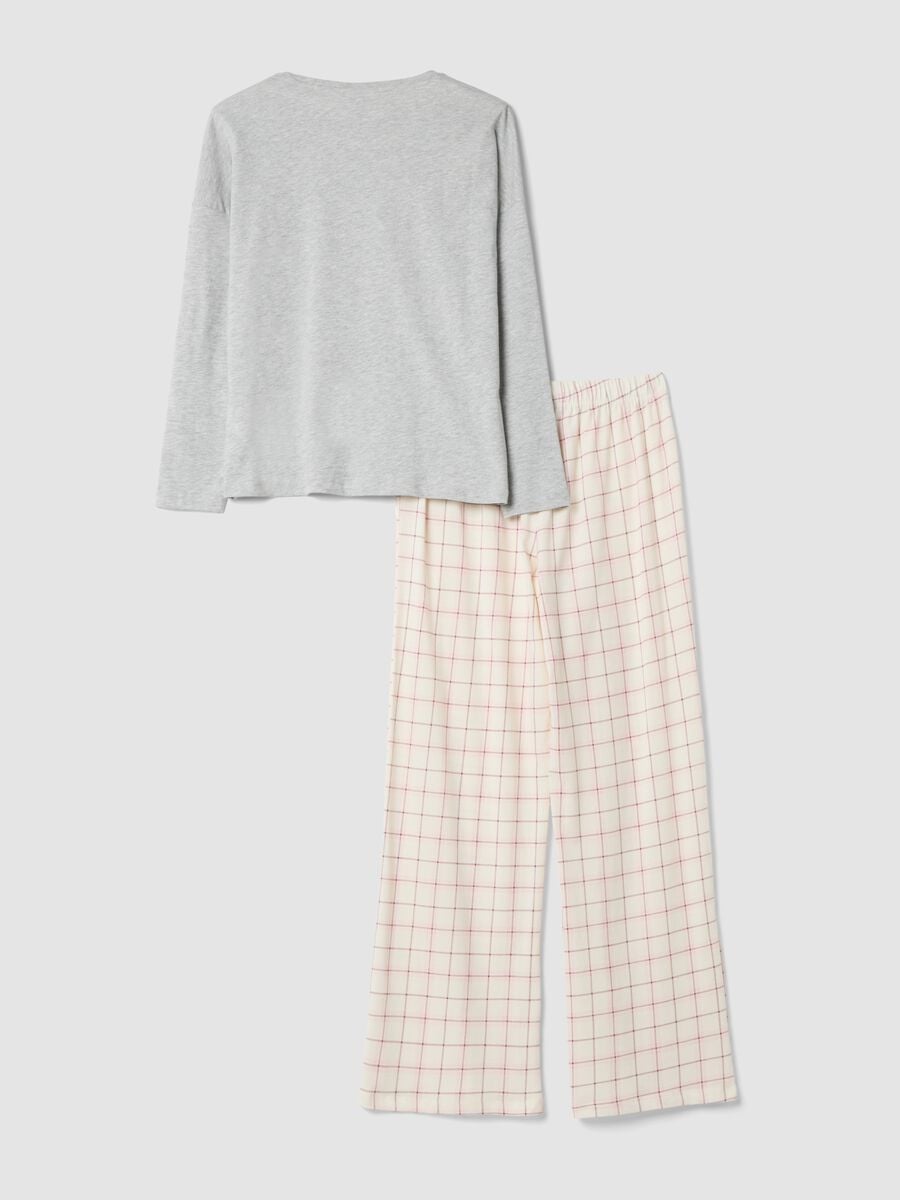 Grey marl organic cotton and viscose blend crew-neck pyjamas_6