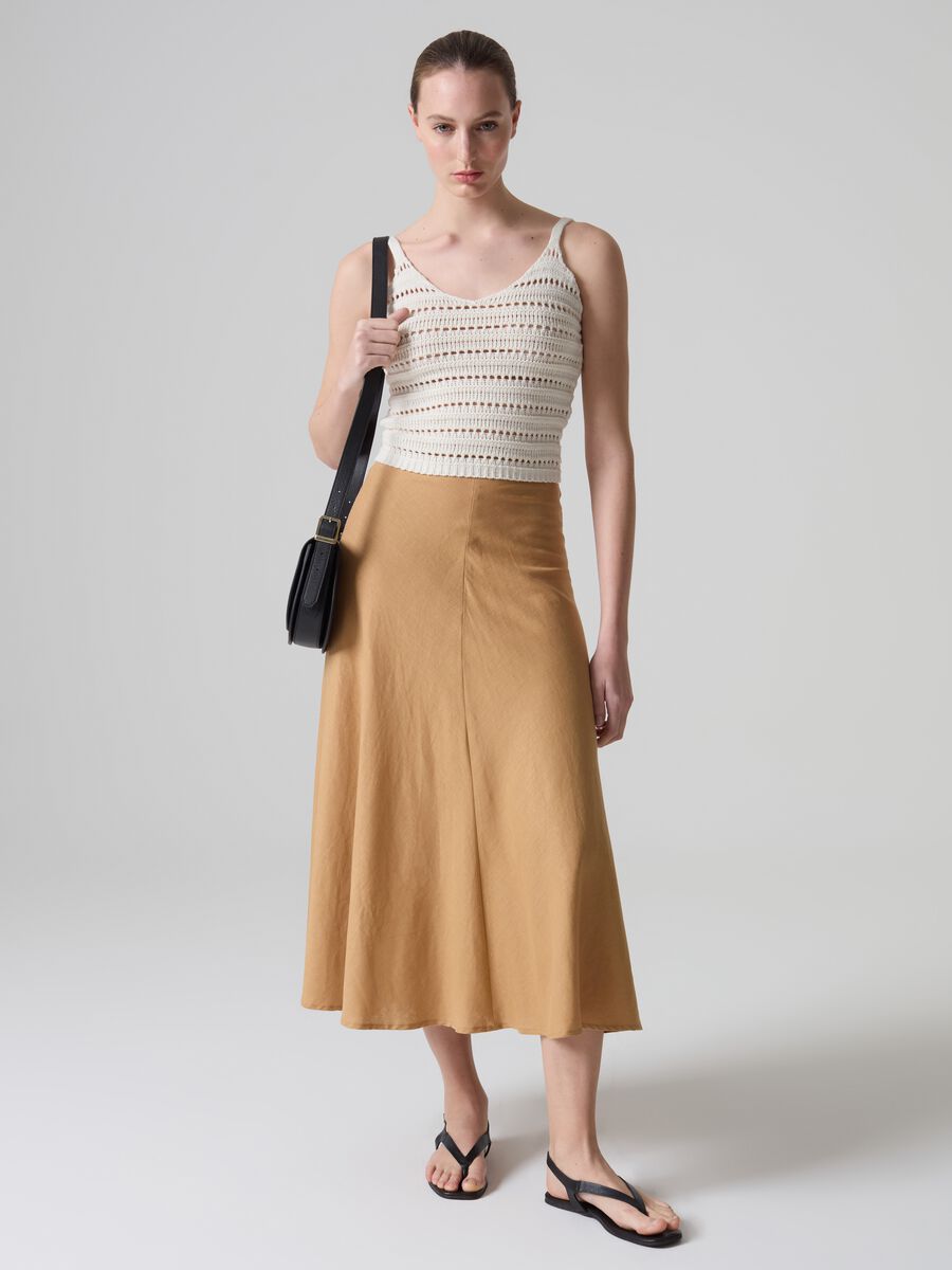 Contemporary long skirt in linen and viscose_0
