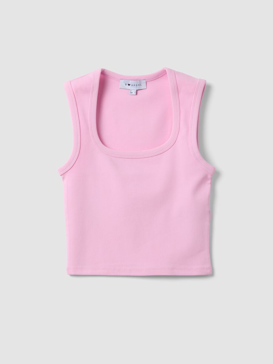 Pink cropped stretch-cotton tank top_4