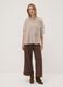 Sand viscose-blend top with floral appliqu&eacute;s, regular fit_1