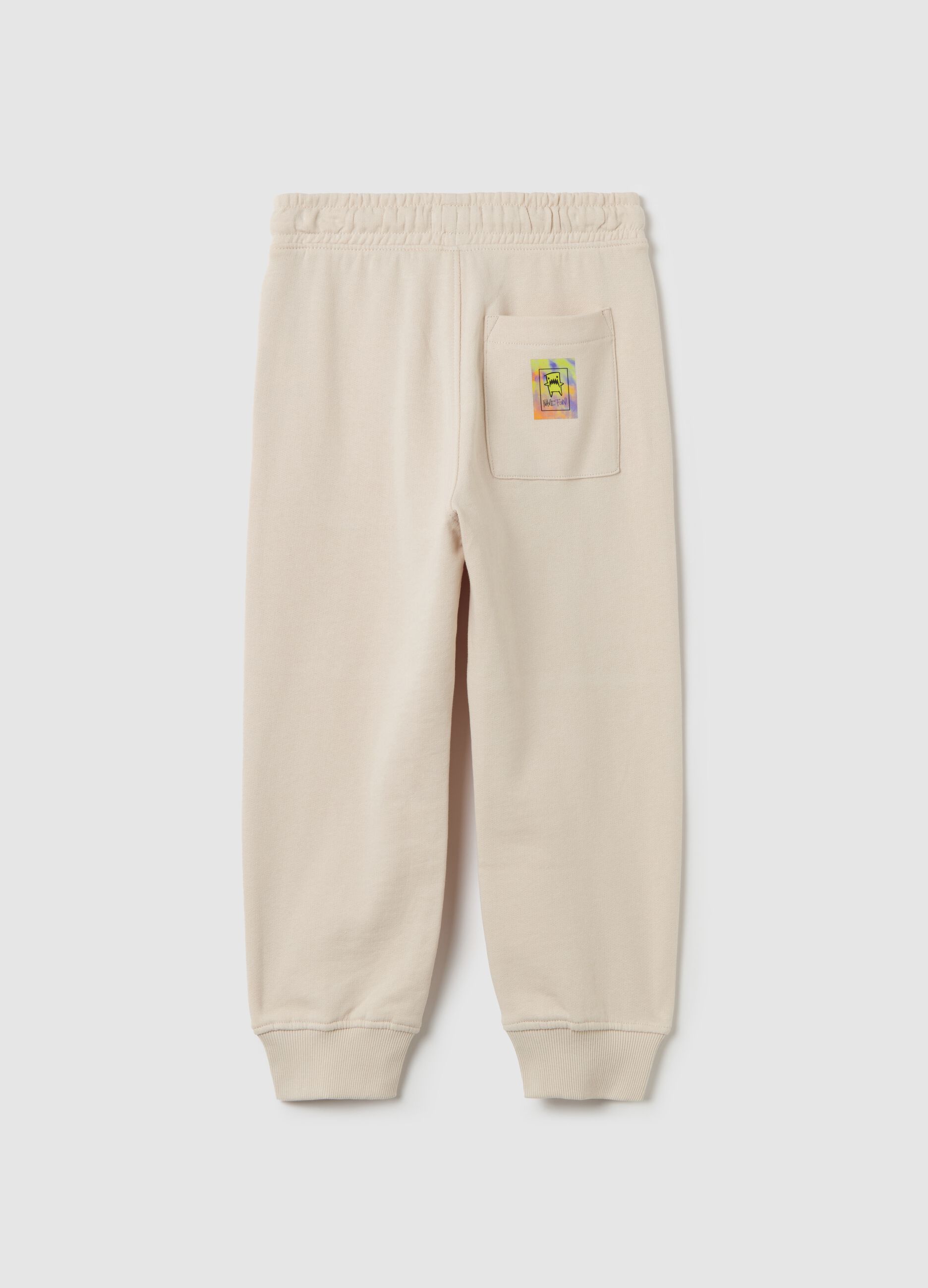 Cotton joggers with drawstring and print