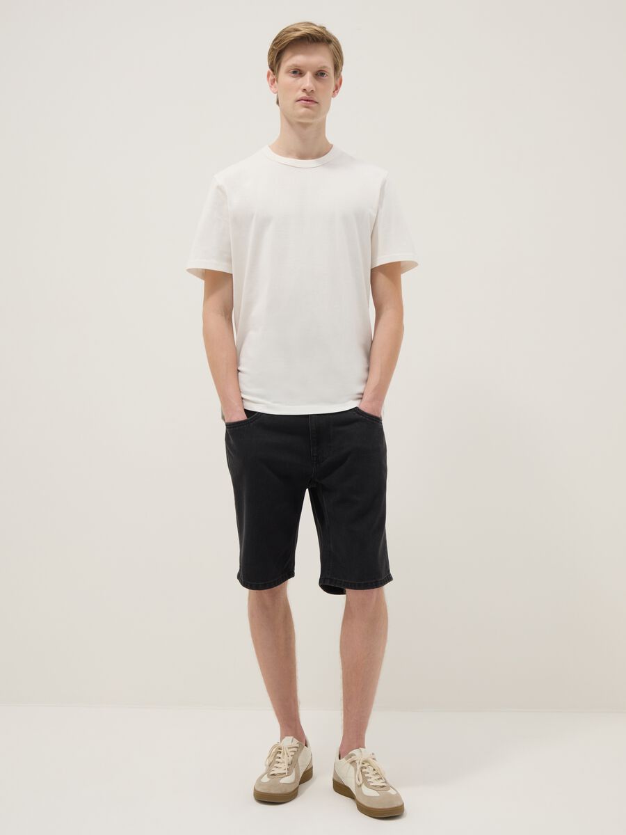 White pure cotton short sleeve t-shirt regular fit_2