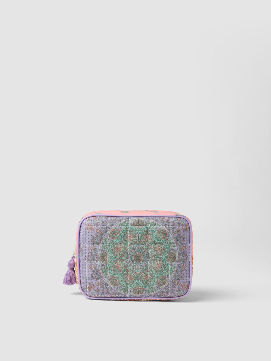 Multicoloured pure cotton vanity case with design_0