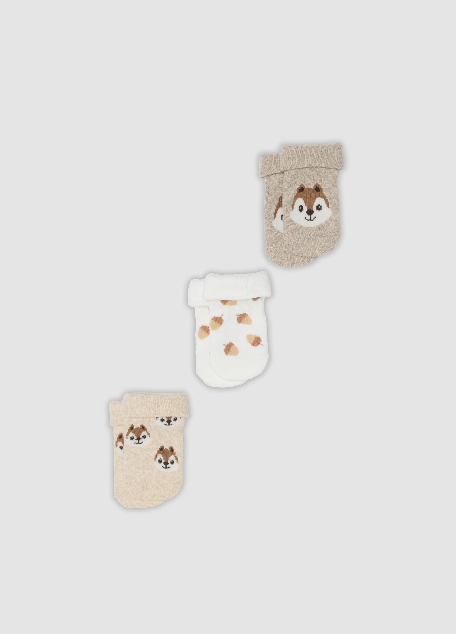 Pack de 3 meias curtas multicolor em mistura de algod&atilde;o org&acirc;nico para beb&eacute; e crian&ccedil;a