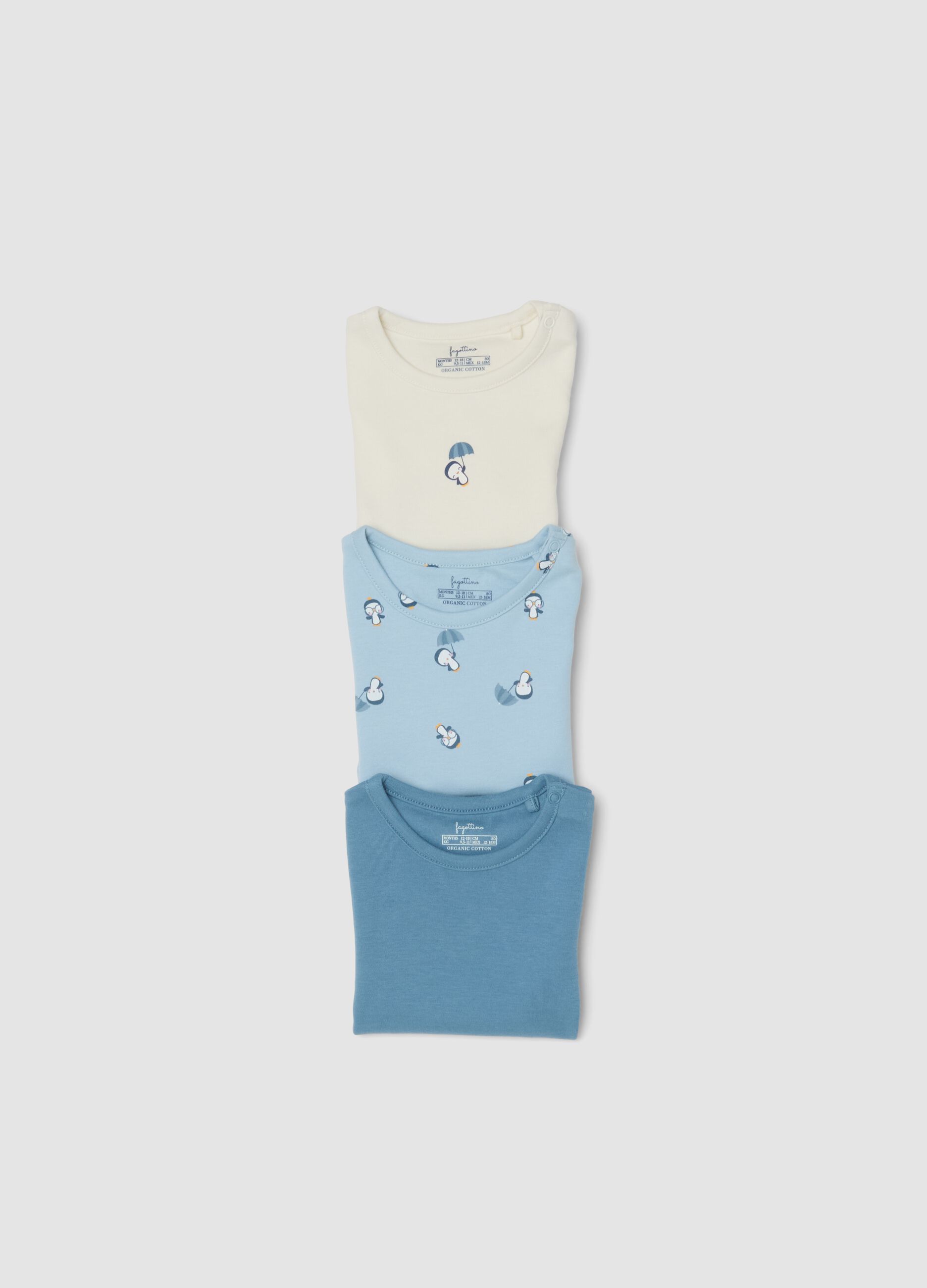 Multicolour organic cotton baby bodysuit 3-pack