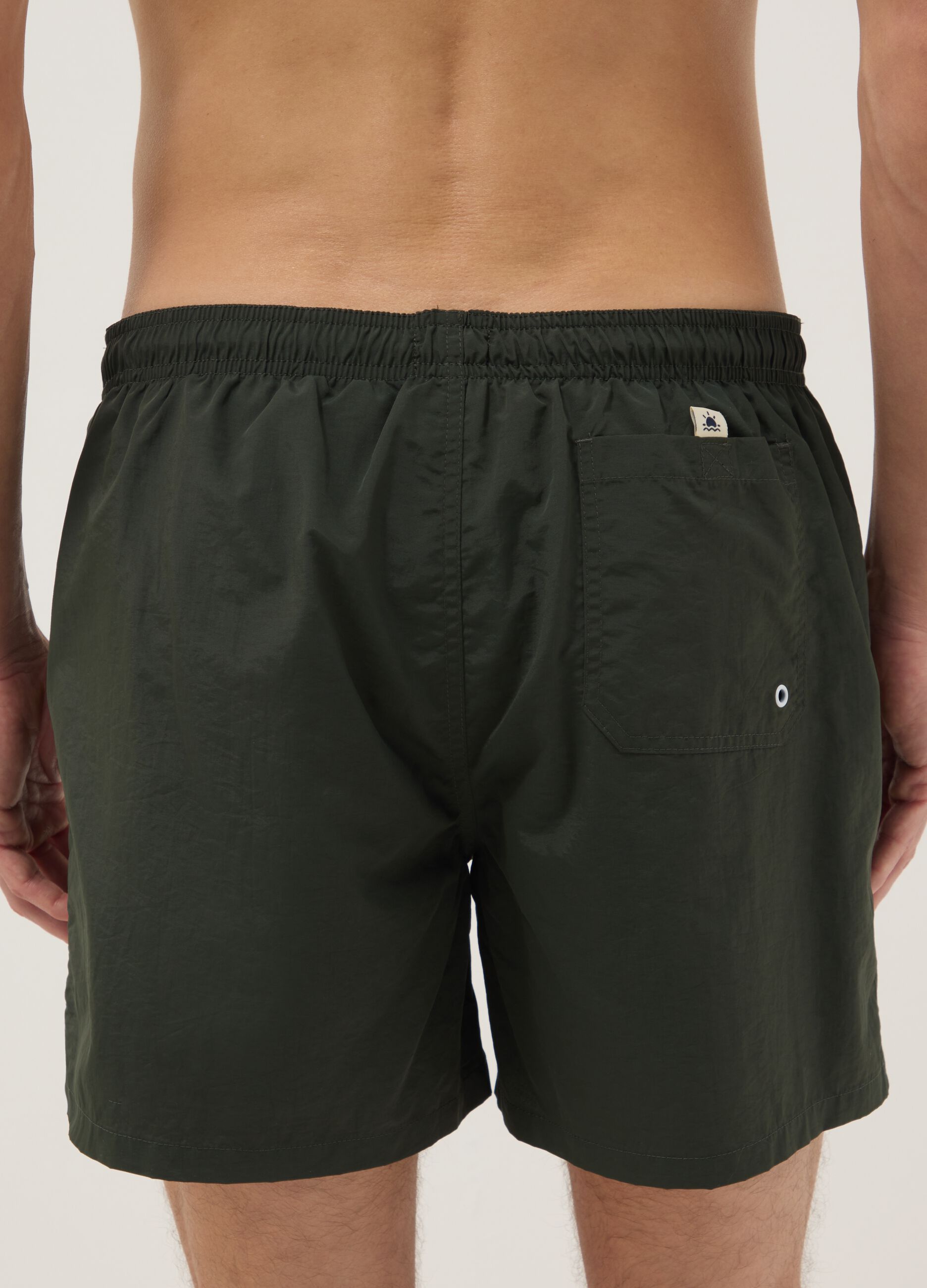 Green regular-fit swim shorts with drawstring