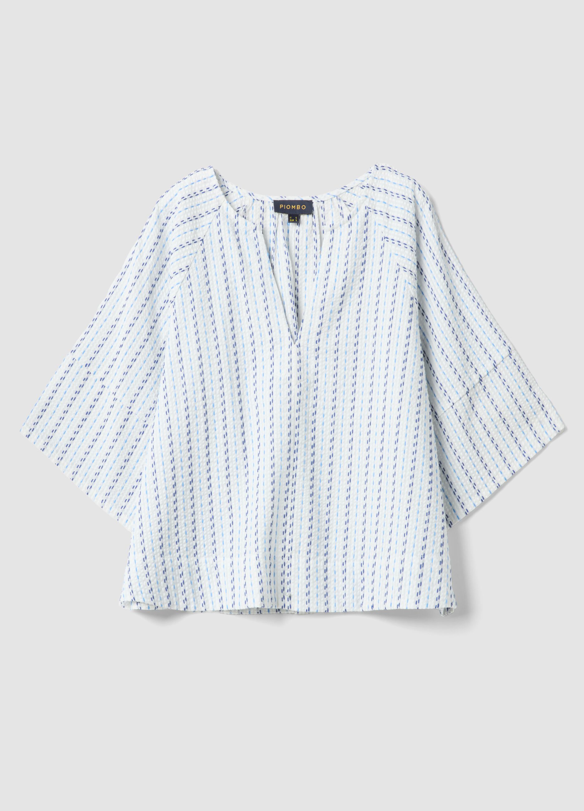 Camisa blanca de algod&oacute;n puro a rayas