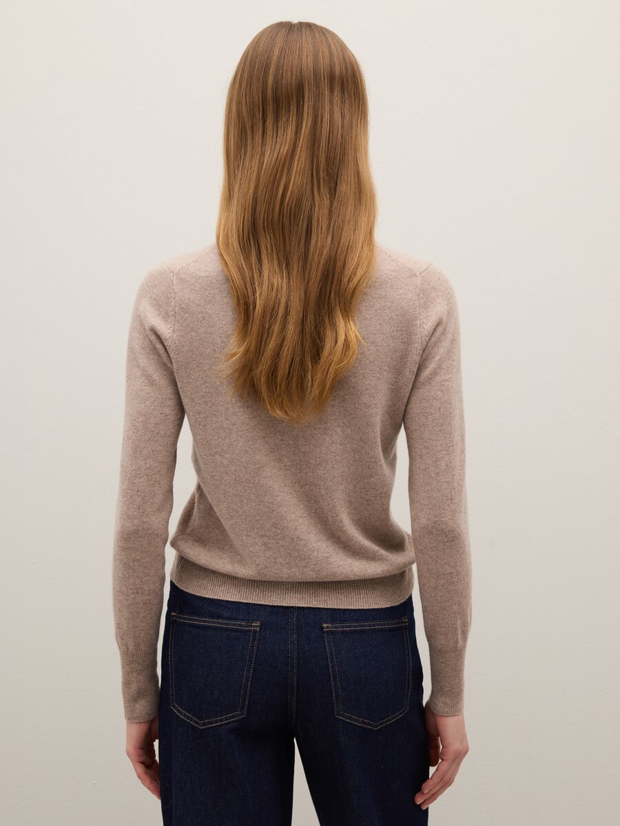 Beige crew-neck pure cashmere sweater regular fit_3