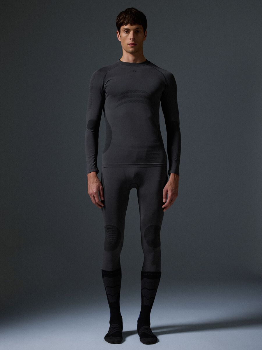 Grey thermal long-sleeve stretch T-shirt, 2-way stretch ALTAVIA_2