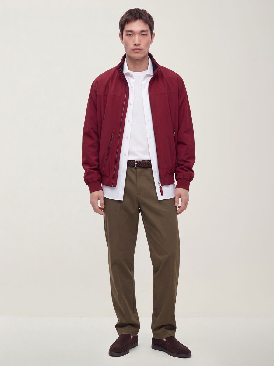 Red stretch fabric jacket with zip_1