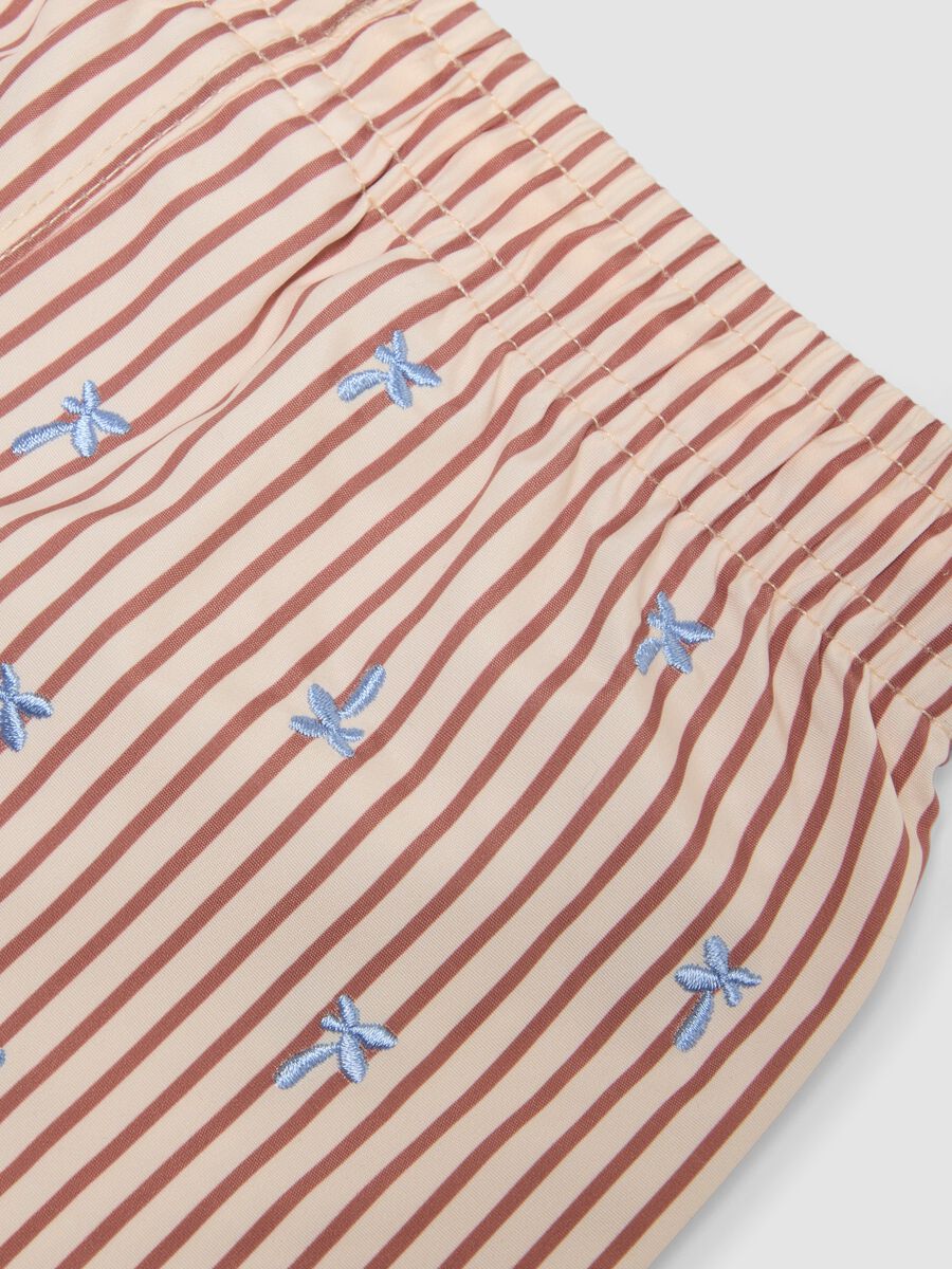 Baby Pink Striped Boxer Swim Shorts with Embroidery_3
