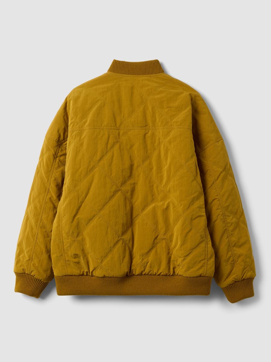 Yellow quilted zip-up bomber jacket, regular fit_2