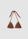 Brown triangle bikini top in stretch fabric with contrast trim_4