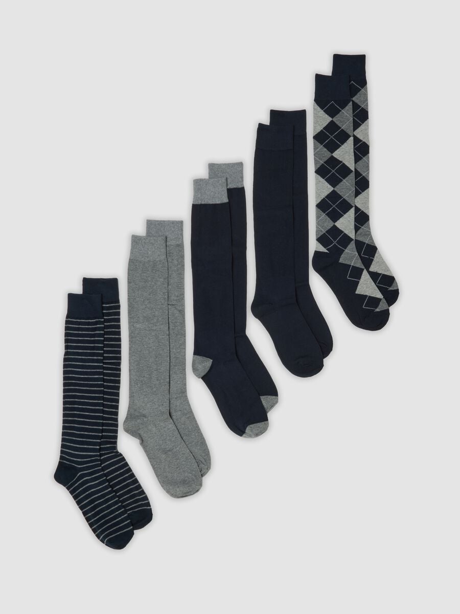 5er-Pack lange, mehrfarbige Socken aus elastischer Bio-Baumwolle_0
