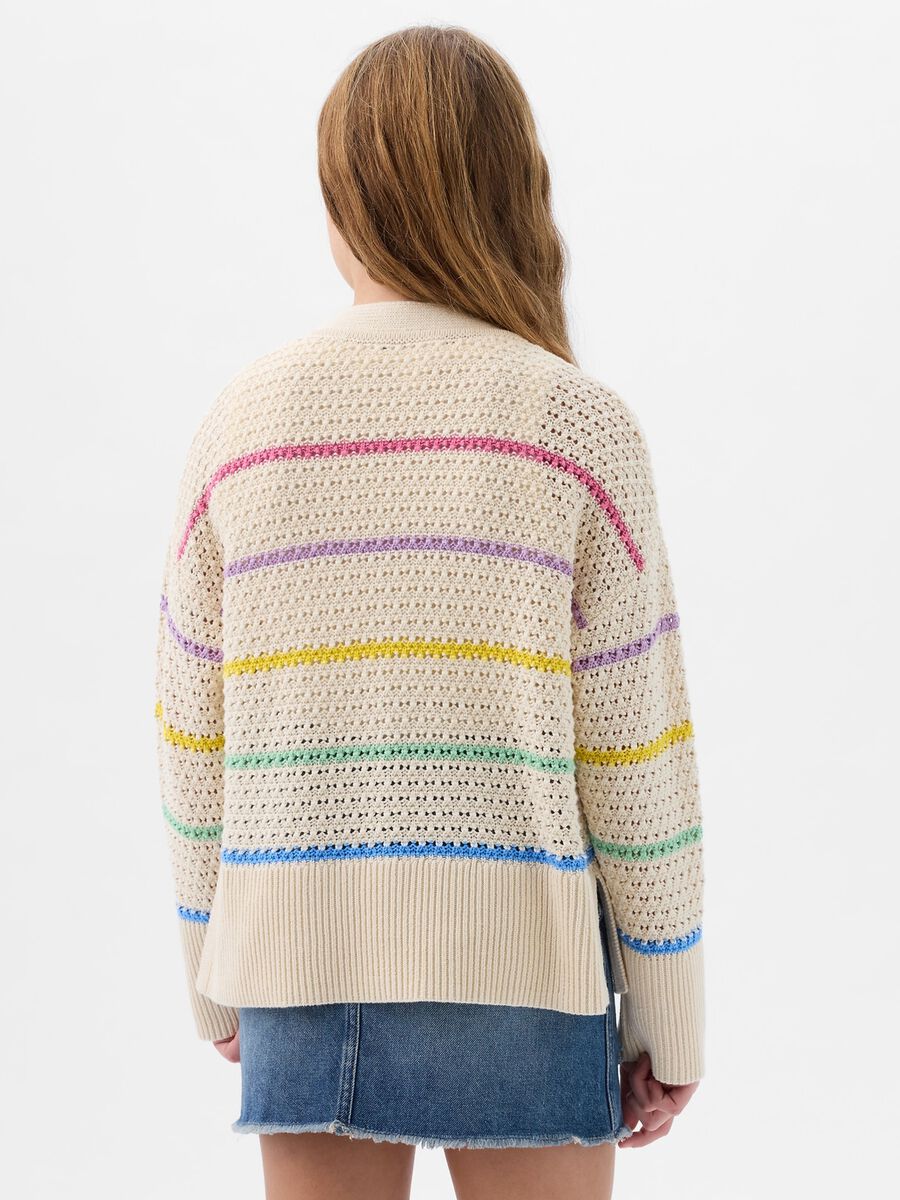 Cardigan pointelle a righe multicolor_1