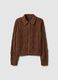 Cardigan castanho em puro algod&atilde;o, corte regular_4