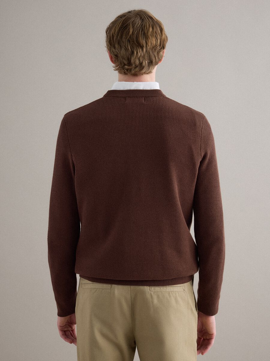 Brown pure cotton crew neck sweater regular fit_3