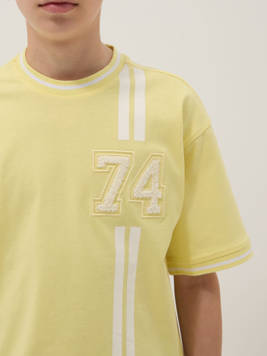 Boys' yellow pure cotton relaxed fit t-shirt with number_2