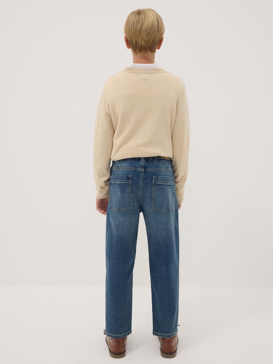 Blue stretch cotton jeans with elasticated waistband, comfort fit_2