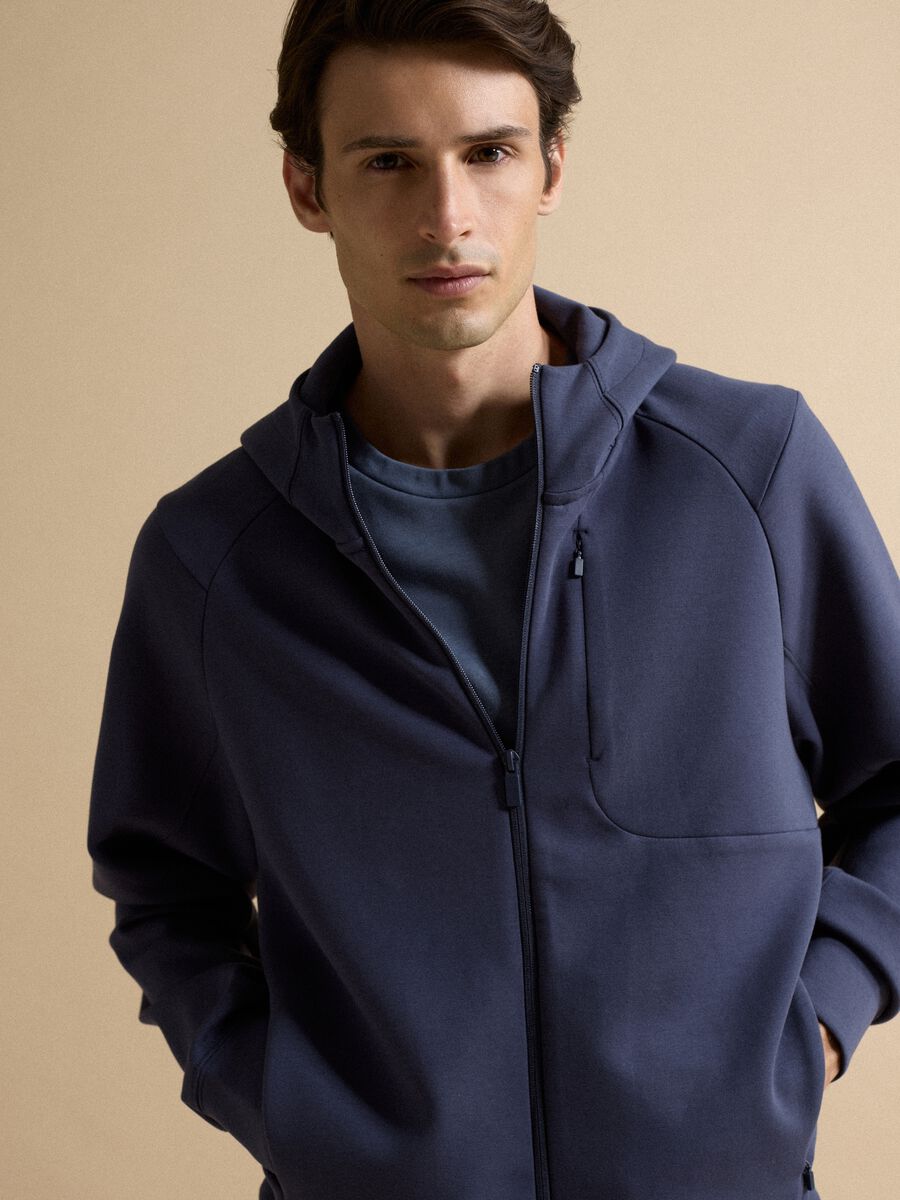 Full-zip blu traspirante in tessuto elasticizzato 2 Way Stretch_0