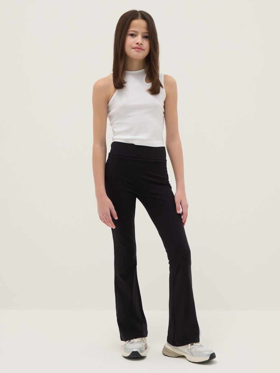 Girls' Black Stretch Cotton Flare Fit Leggings_0