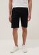 Black slim-fit stretch cotton denim Bermuda shorts_1