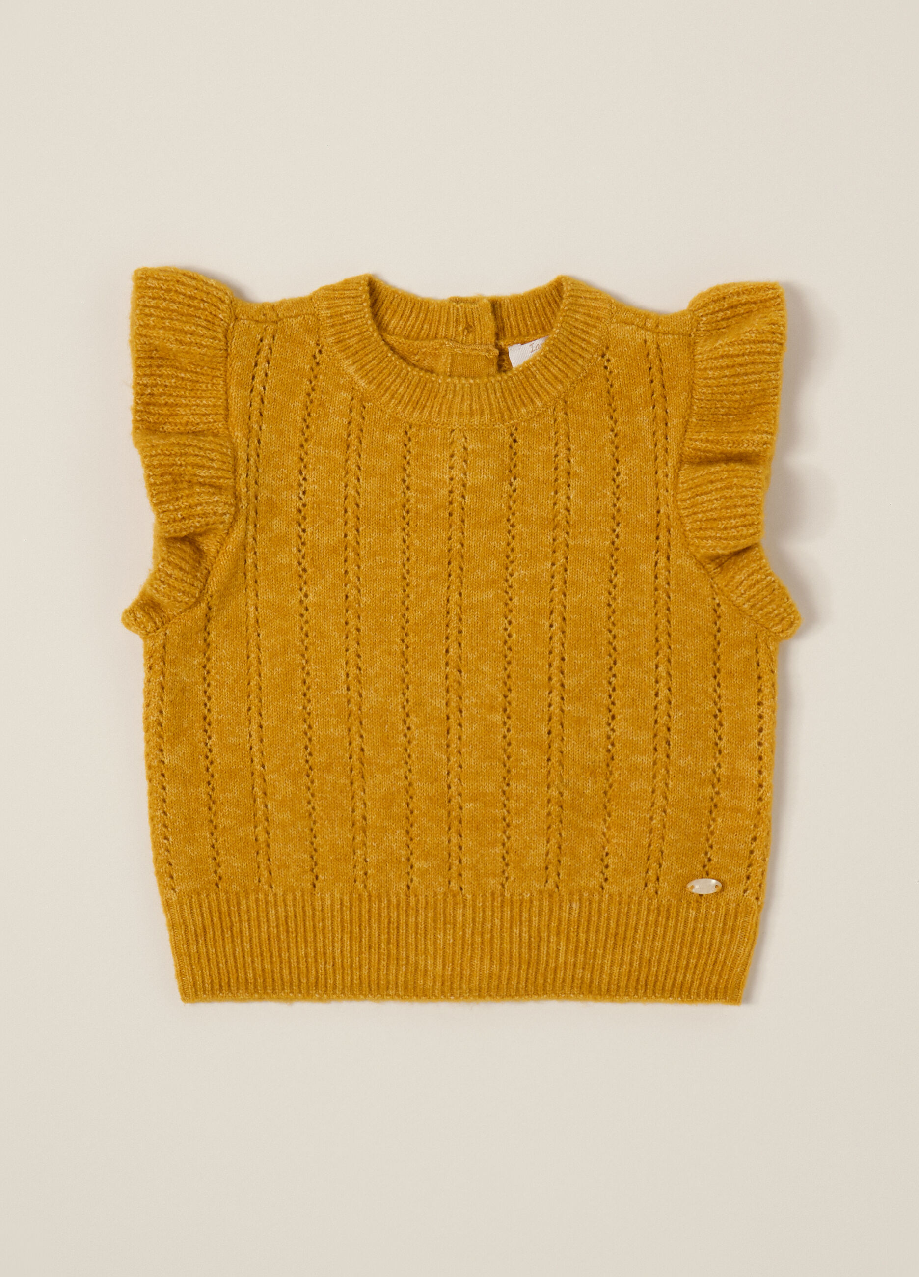 Yellow top for girls in stretch fabric