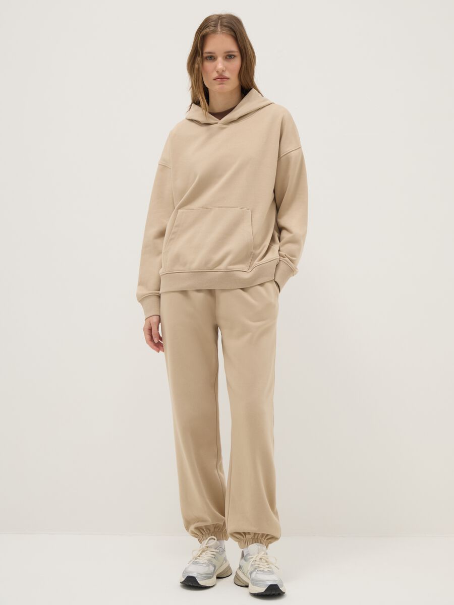 Beige regular fit cotton-blend hoodie_1