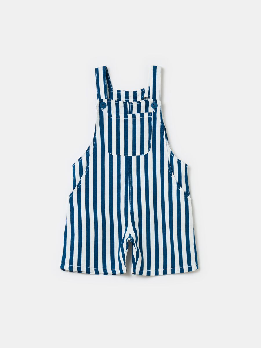 Striped dungarees in linen and viscose_0