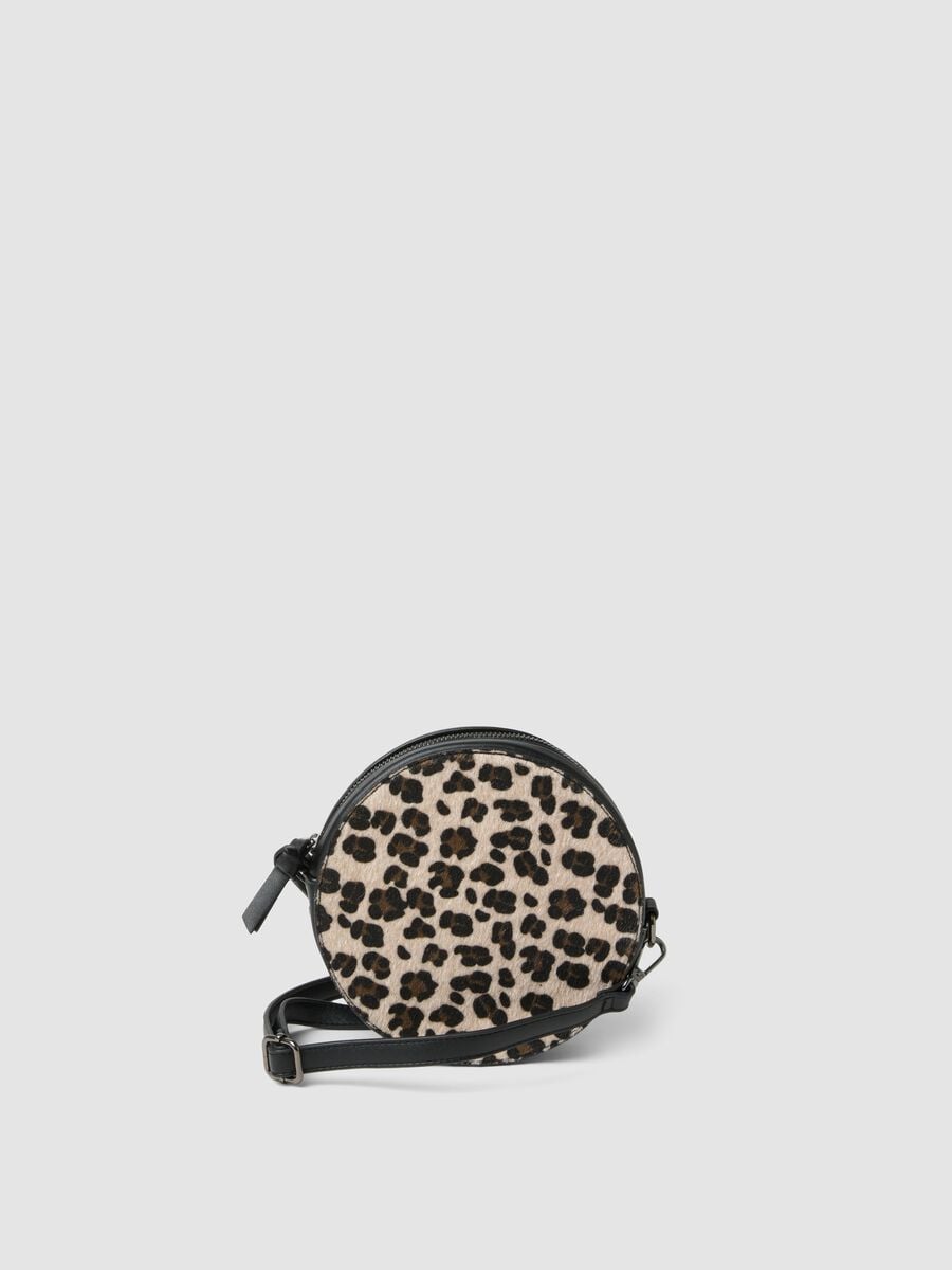 Beige round animal print bag_0