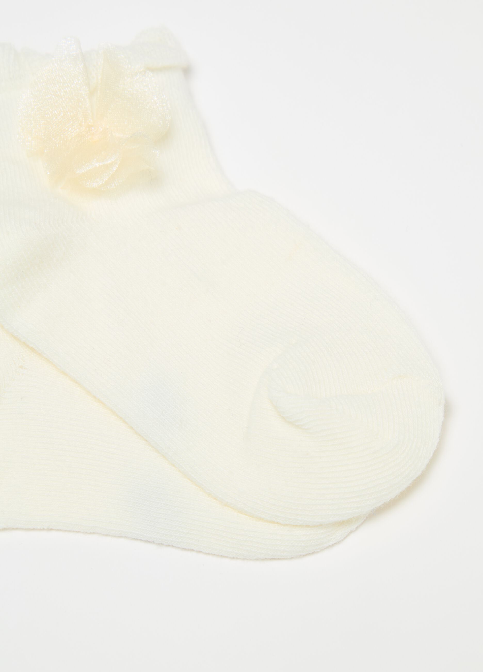 Calcetines cortos de algodón orgánico con flor