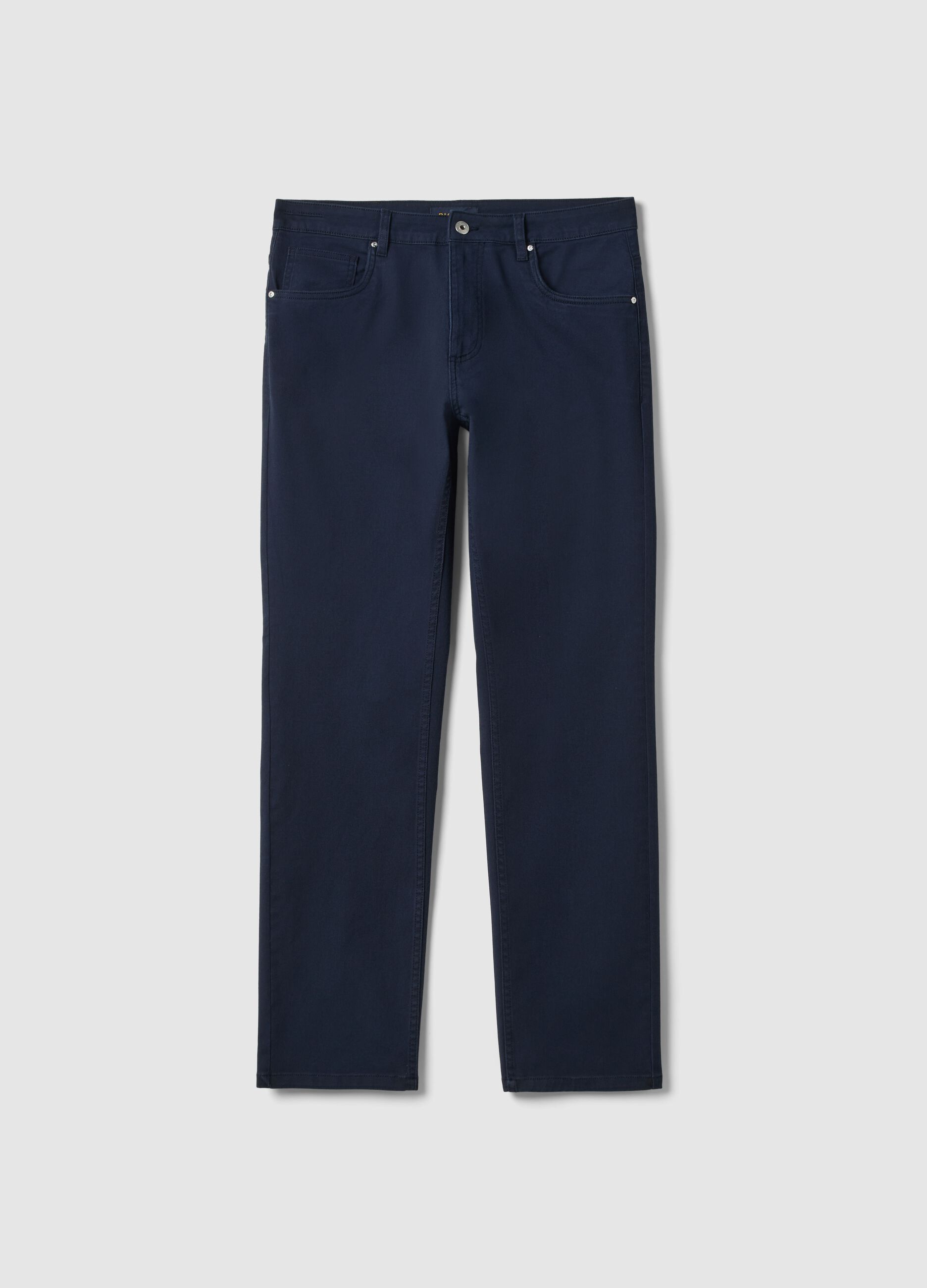 Blue Stretch Twill Trousers Regular Fit