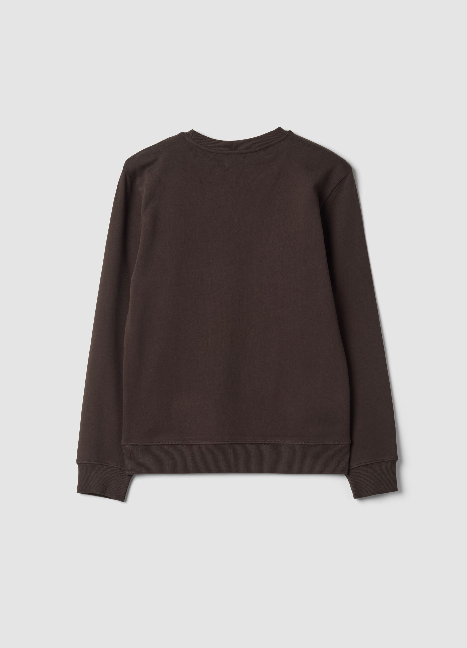 Sudadera marr&oacute;n oscuro de algod&oacute;n puro con cuello redondo