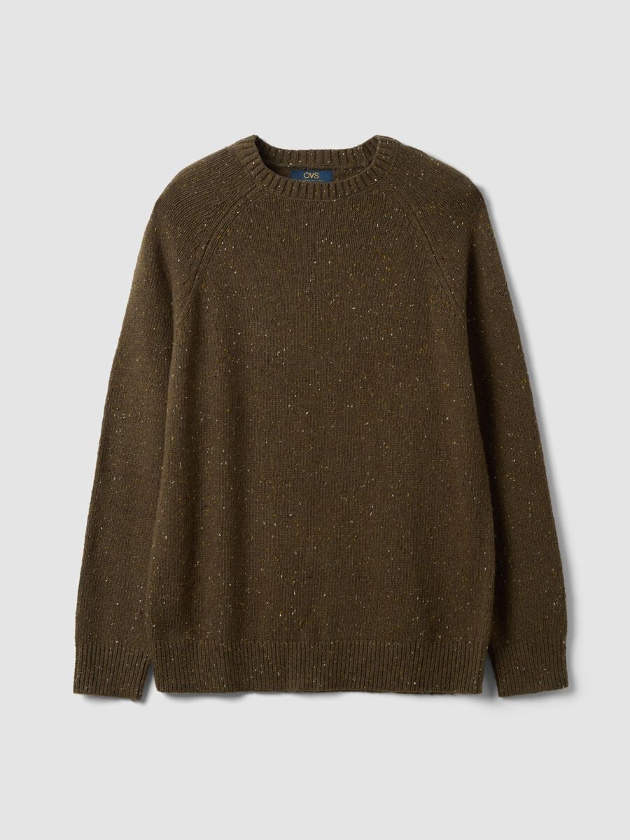 Green cotton-wool blend crew neck jumper_0