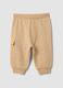 Beige organic cotton cargo trousers with drawstring for baby_1