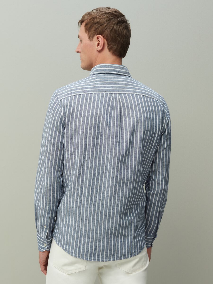 Regular-fit linen and cotton shirt with stripes_2