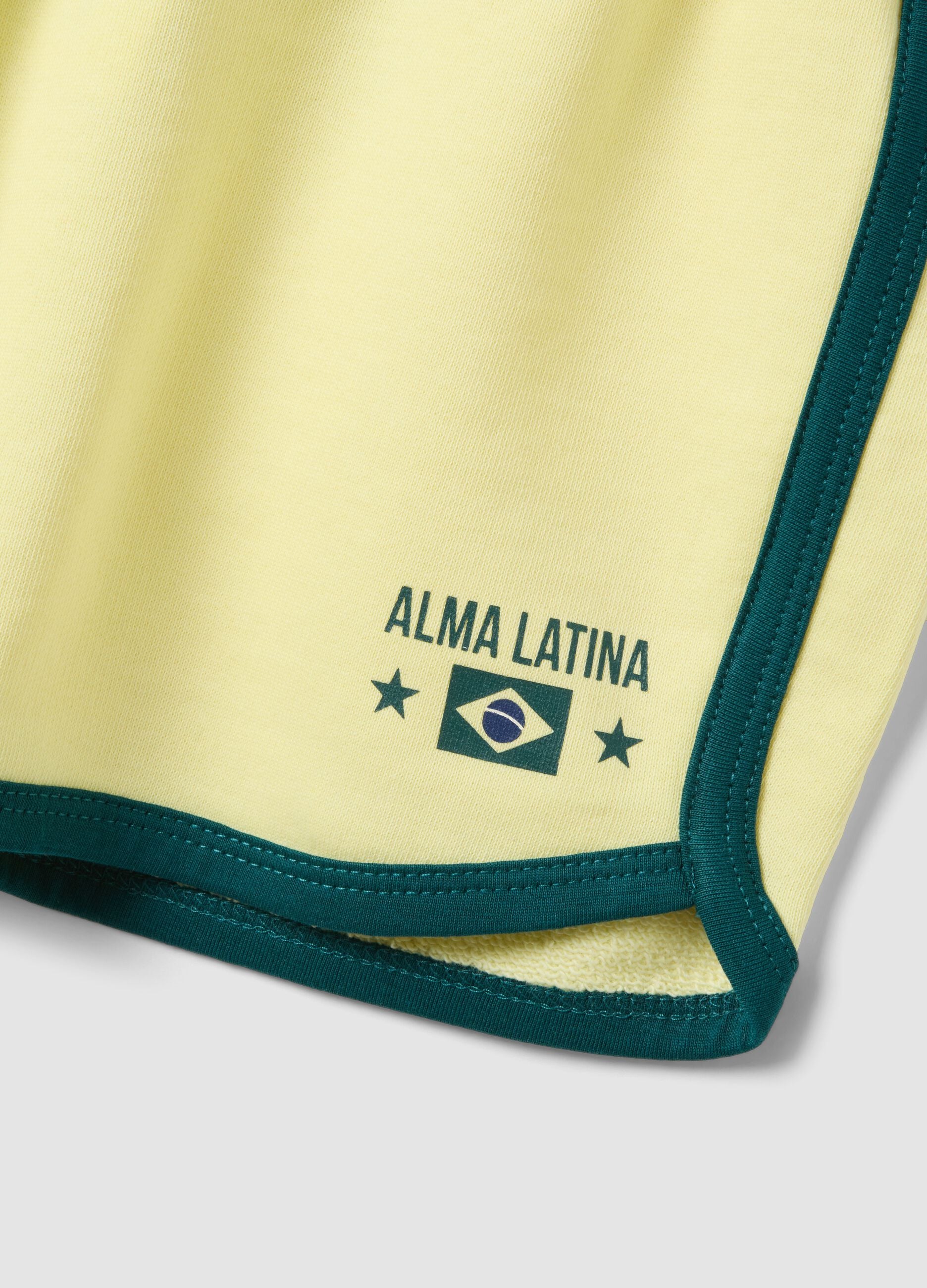 Shorts gialli in puro cotone con vita elasticizzata regular fit