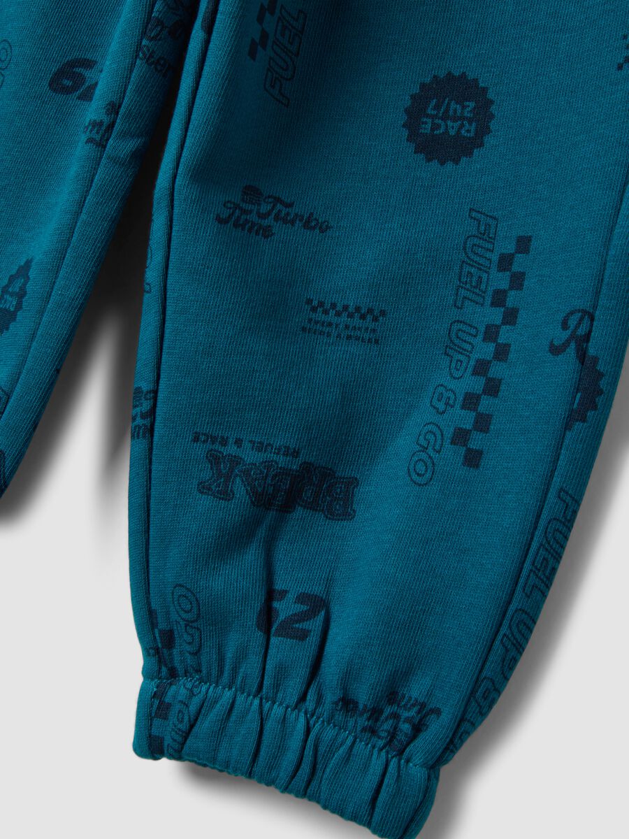 Blue pure cotton joggers with all-over print_3