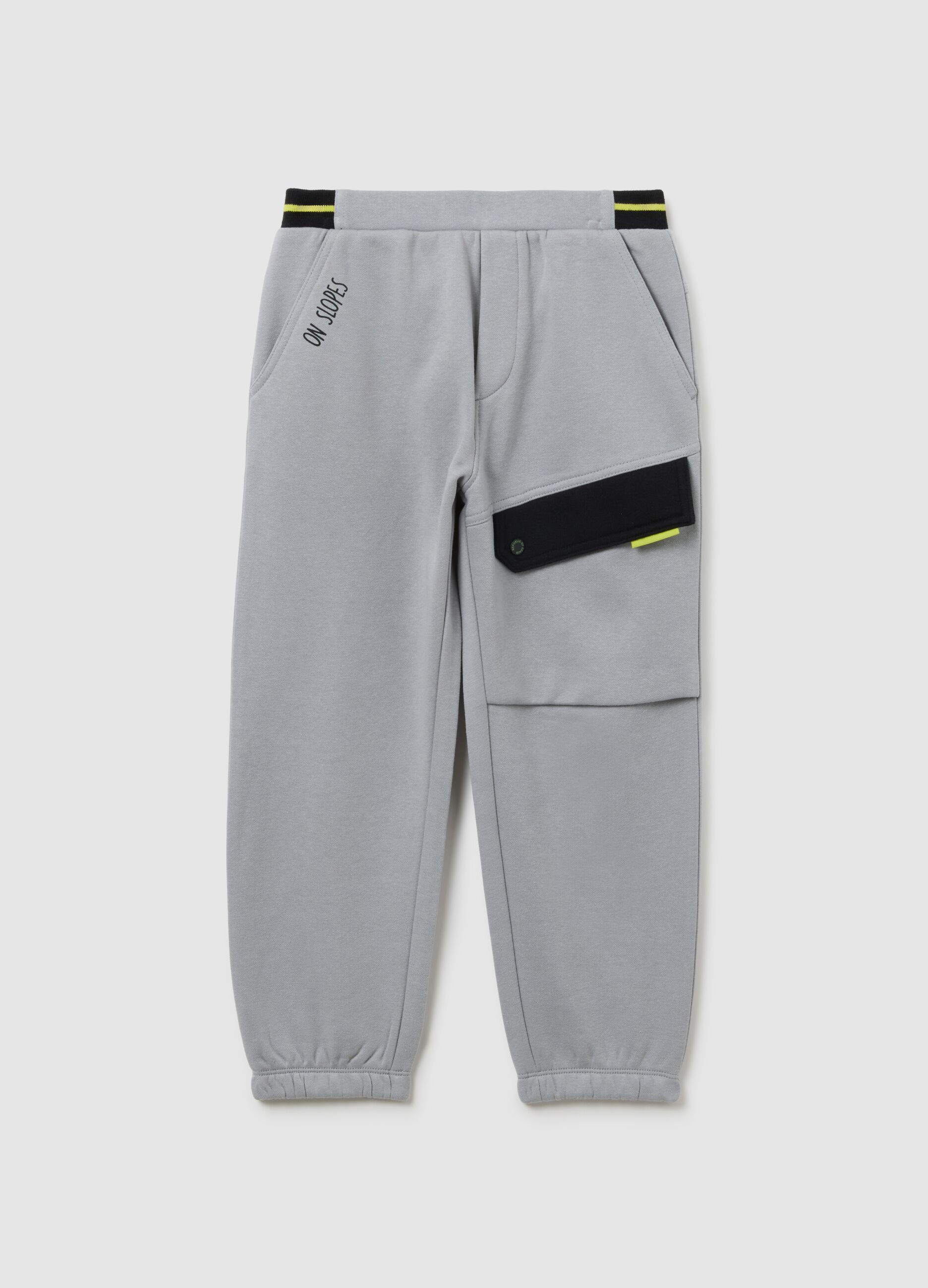 Grey oversized fit boys' joggers in cotton blend