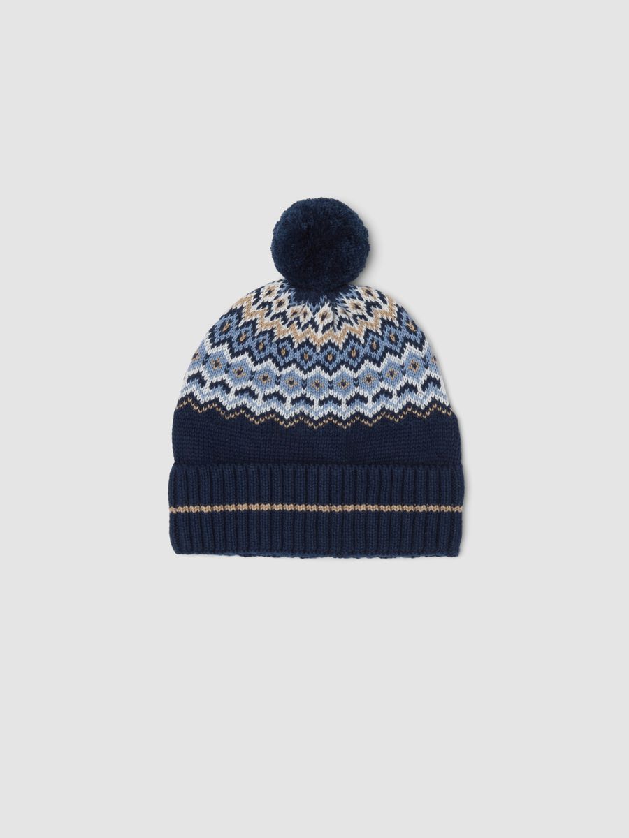 Cappello blu jacquard in puro cotone organico_0