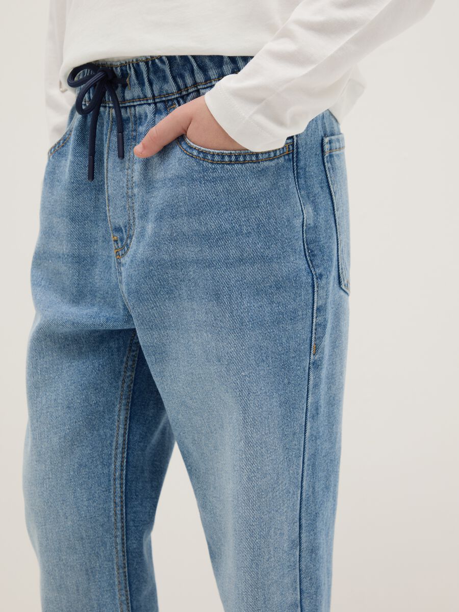 Boys' blue stretch cotton blend relaxed fit jeans_2